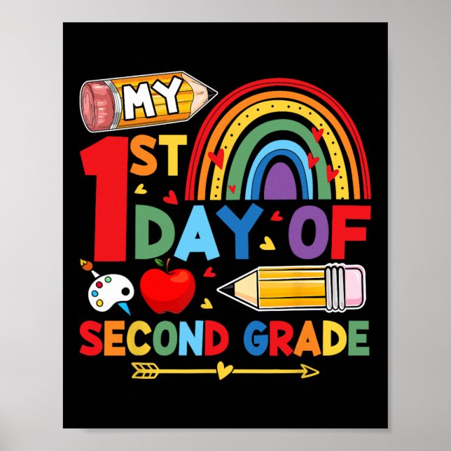 Poster My First Day Of 2nd Grade Second Grade Rainbow  (Frente)
