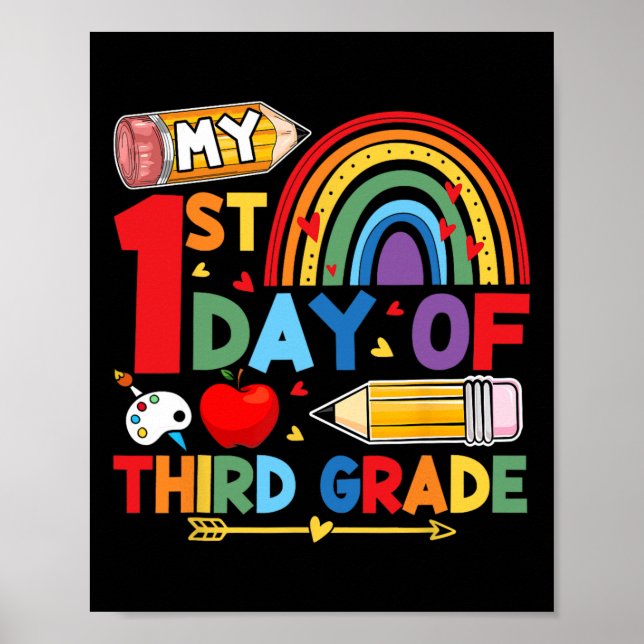 Poster My First Day Of 3rd Grade Third Grade Rainbow  (Frente)
