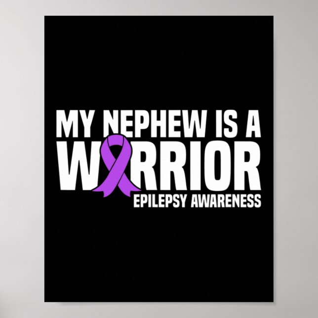 Poster My Nephew Is A Warrior Purple Ribbon Epilepsy Awar (Frente)