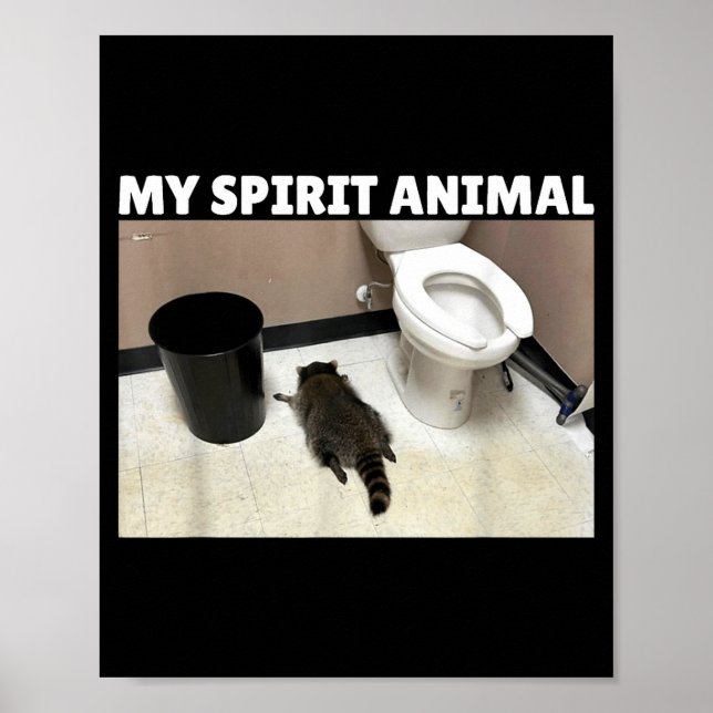 Poster My Srit Animal Drunk Raccoon Funny Lazy Mood  (Frente)