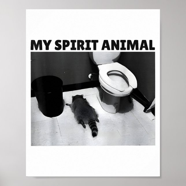 Poster My Srit Animal Funny Drunk Raccoon Meme  (Frente)