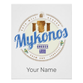 Póster Mykonos Cyclades Islands Grécia Vintage Souvenir