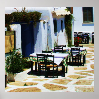 Póster Mykonos, Grécia, ilhas gregas, Cafe