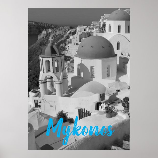 Poster Mykonos Grécia Viagem - Church Café Europe Turismo (Frente)