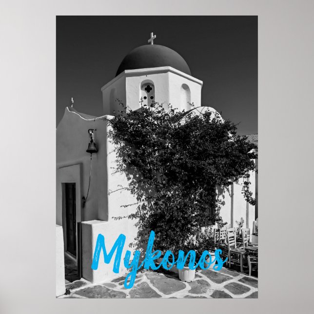 Poster Mykonos Grécia Viagem - Church Café Europe Turismo (Frente)