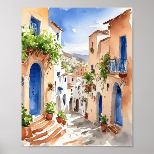 Poster Mykonos Grécia Watercolor