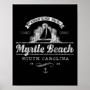 Poster Myrtle Beach Sc Sailboat Vintage Tee Náutica