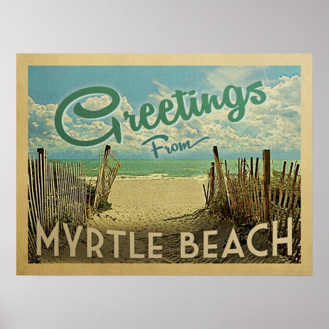 Poster Myrtle Beach Viagens vintage (Frente)