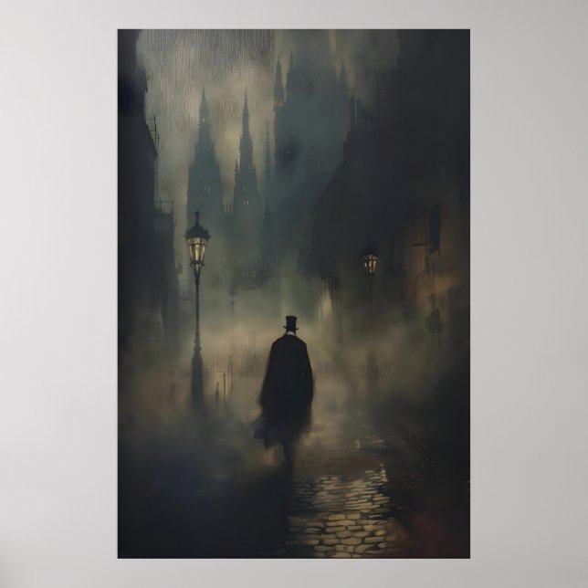 Poster Mysterious Victorian Man Jack the Ripper Walking (Frente)