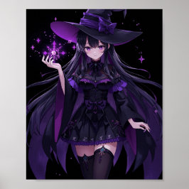 Poster Mysterious Witch with Purple Magic