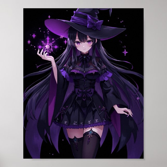 Poster Mysterious Witch with Purple Magic (Frente)