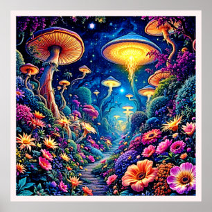 Poster Mystic Bloom Forest Sob Estrelas