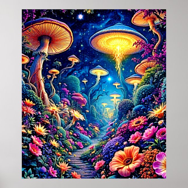 Poster Mystic Bloom Forest Sob Estrelas (Frente)