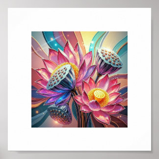 Poster Mystic Lotus Bloom - Arte Floral Sagrada para Ilum