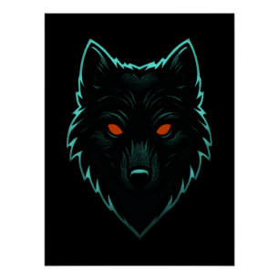 Póster Mystic Neon Wolf Design