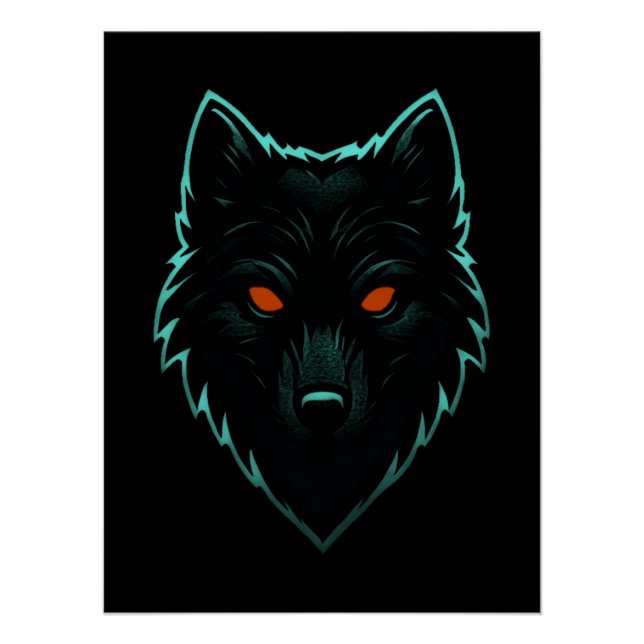 Póster Mystic Neon Wolf Design (Frente)