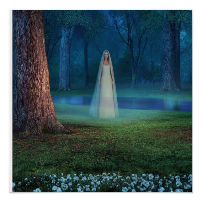 Póster Mystical Forest at Night – Fantasy Art (Frente)