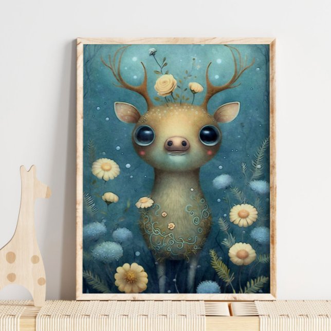 Poster Mystical Forest Deer Wall Art | Enfermeiro Floral (Criador carregado)