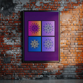 Poster Mystical Mandala Quartet: Sunset para Meia-noite