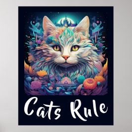 Poster Mystical Native Pop Art Cat Adiciona Seu Texto