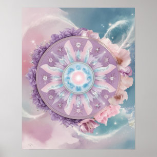 Poster Mystical Purple Zodiac Mandala   Dreamy Astrology