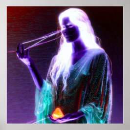 Poster Mystischer Kontrast: Die Leuchtende Wahrsagerin