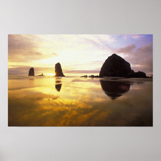 Póster N.A., EUA, Oregon, Cannon Beach Sunset com (Frente)