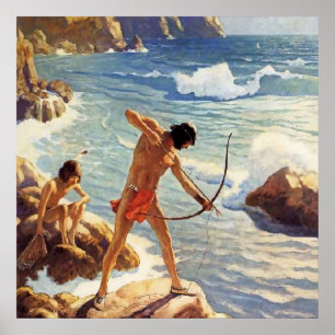Poster N C Wyeth Western Painting "First Maine Pescadores