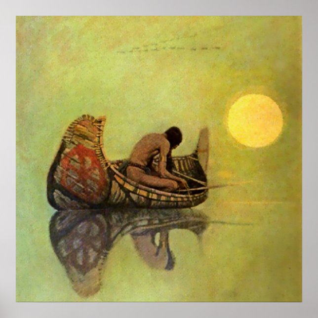 Poster N C Wyeth Western Painting "O Pescador Silencioso" (Frente)