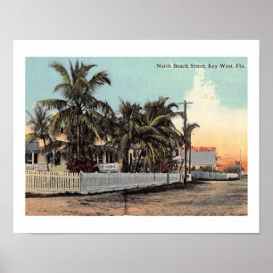 Póster N. St. da praia, Key West, vintage de Florida