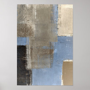 Póster "Na arte abstracta azul e bege ir"