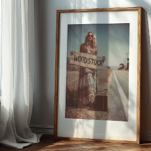 Poster Na Estrada de Woodstock: Uma Viagem Vintage