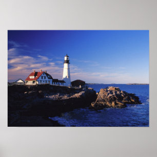 Póster NA, EUA, Maine. Farol de Portland Head.