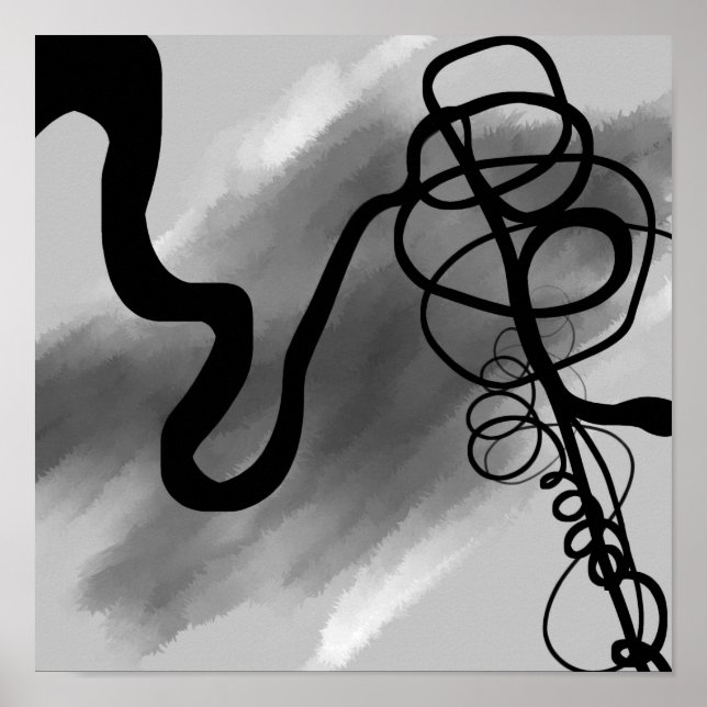 Poster Na grade: Abstrato preto e Cinza (Frente)