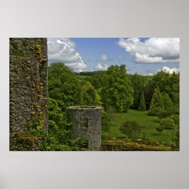 Póster Na Irlanda, no Castelo de Blarney, uma torre de pe (Frente)