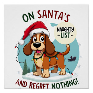 Póster Na Lista de Natal do Papai Noel de Mau Comportamen
