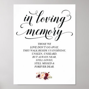 Poster Na memória amorosa Sinal de Mesa de Casamento Memo