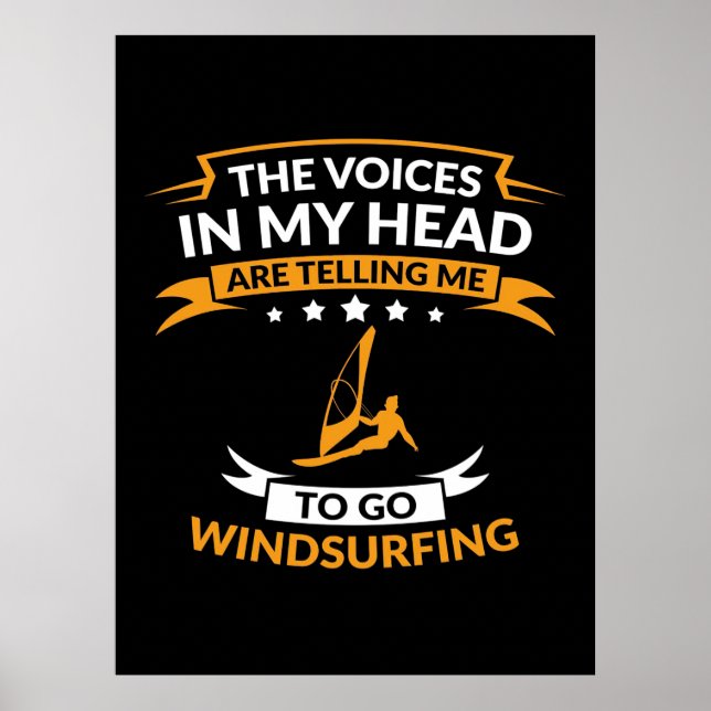 Poster Na Minha Cabeça Eu Quero Ir Para O Windsurfing (Frente)