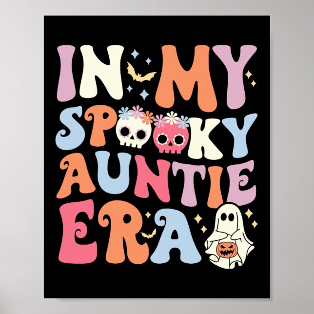 Poster Na Minha Tia Spookie Era Halloween Groovy Witchy S (Frente)