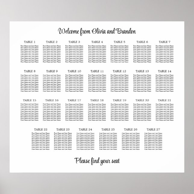 Poster na moda 27 Mesa de Casamento (Frente)