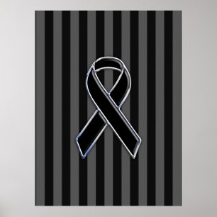Póster Na moda Black Ribbon Awarness Vertical Strips