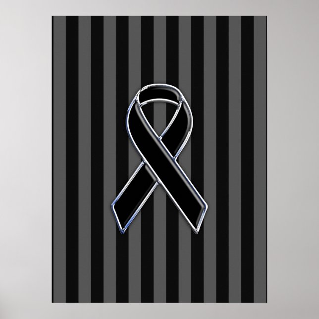 Póster Na moda Black Ribbon Awarness Vertical Strips (Frente)