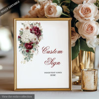 Na moda Boho Burgundy - Sinal de Casamento Floral