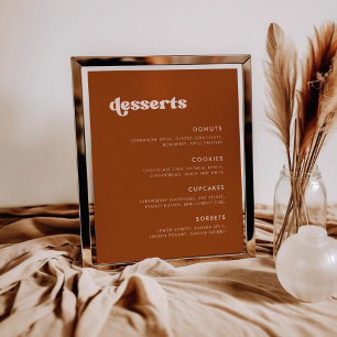 Poster Na moda Burnt Orange Wedding Dessert Bar