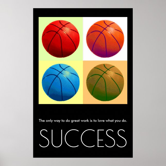 Poster Na moda de Basquete Motivacional de Sucesso de Art (Frente)