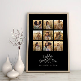 Poster Na moda de multifoto elegante preto da Mãe maior