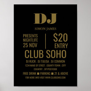 Poster Na moda DJ, Anúncios de eventos de clubes