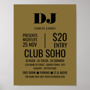 Poster Na moda DJ, Anúncios de eventos de clubes