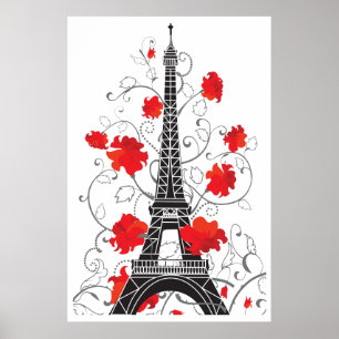 Poster Na moda elegante da torre Eiffel de Paris
