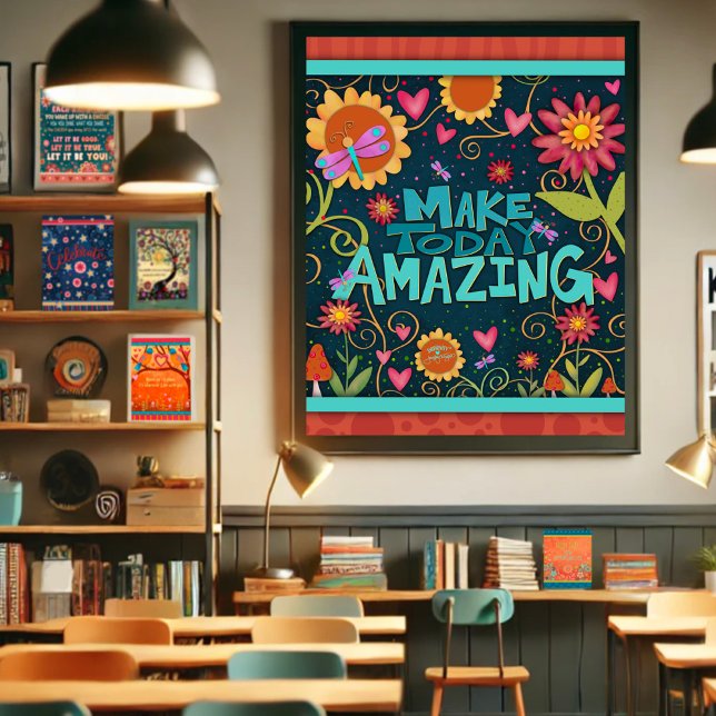 Poster Na moda Floral Inspirational Torna Incrível Hoje (Criador carregado)